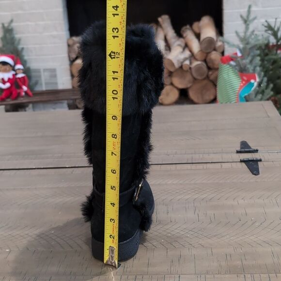 COACH Deeann Black Fur Trim Signature Winter Boots Sz 7 - Picture 12 of 14